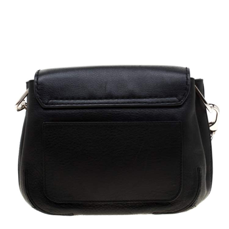 Pre Owned Tod's Black Leather Whipstitched Mask Crossbody Bag 