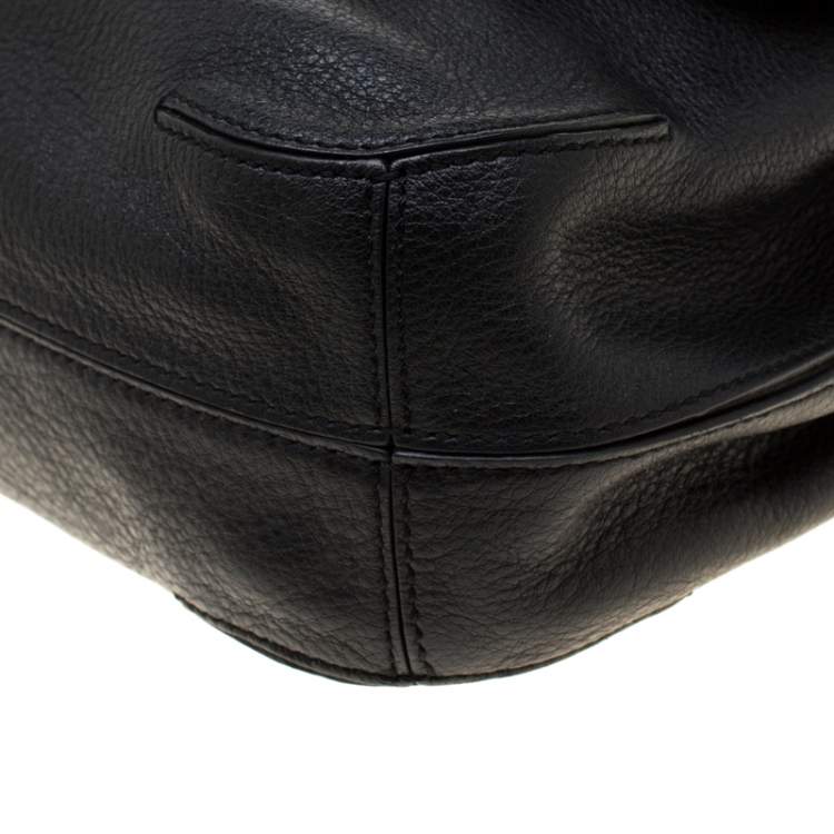 Pre Owned Tod's Black Leather Whipstitched Mask Crossbody Bag 