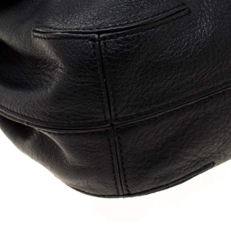 Pre Owned Tod's Black Leather Whipstitched Mask Crossbody Bag 