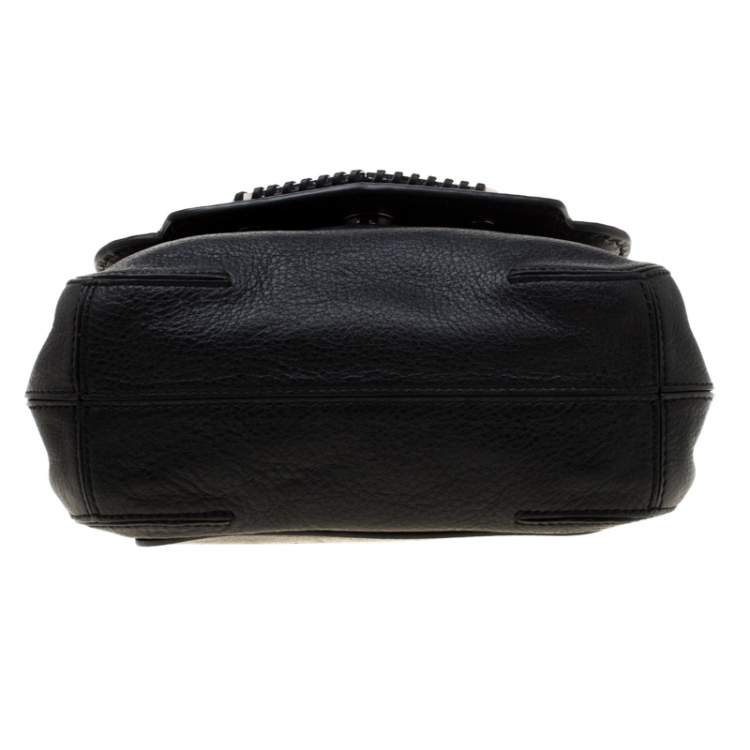 Pre Owned Tod's Black Leather Whipstitched Mask Crossbody Bag 