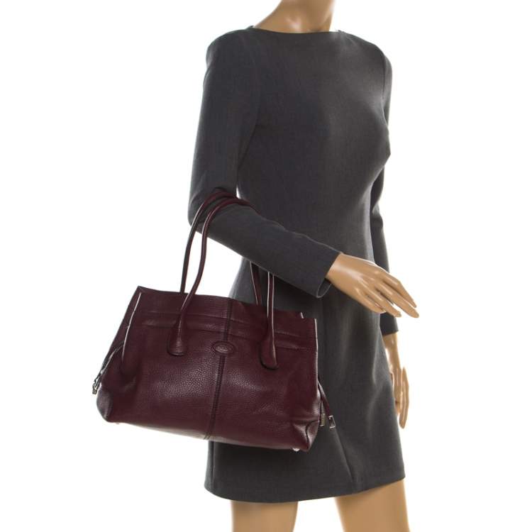 Pre Owned Tod's Burgundy Leather D Bag Media Tote