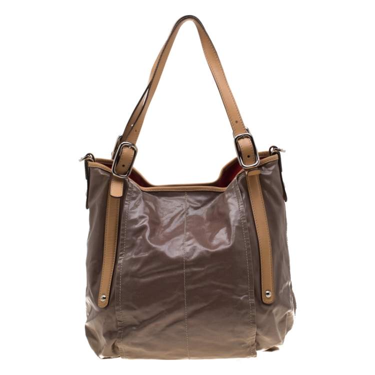 Pre Owned Tod’s Metallic Beige Coated Canvas G-Bag Easy Sacca Grande Tote