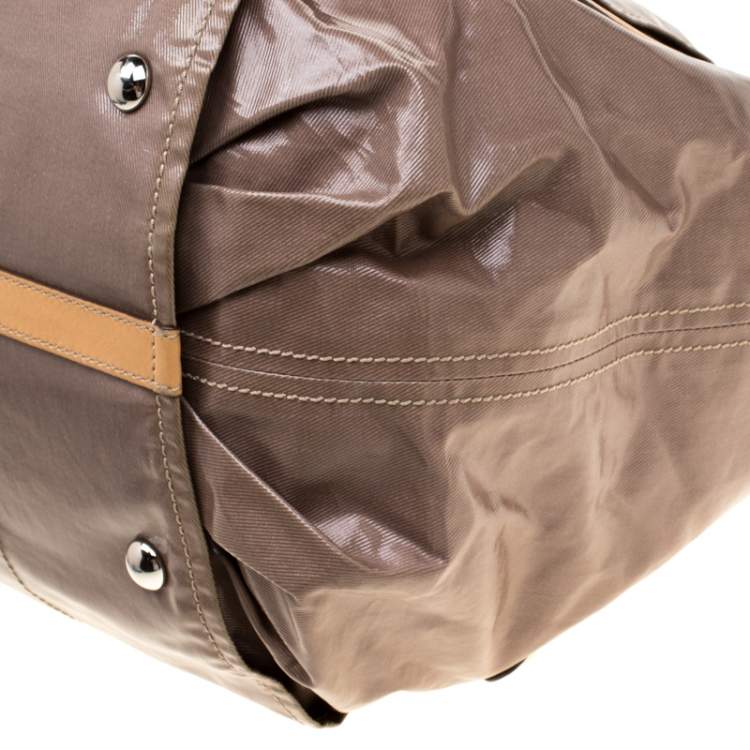Pre Owned Tod’s Metallic Beige Coated Canvas G-Bag Easy Sacca Grande Tote