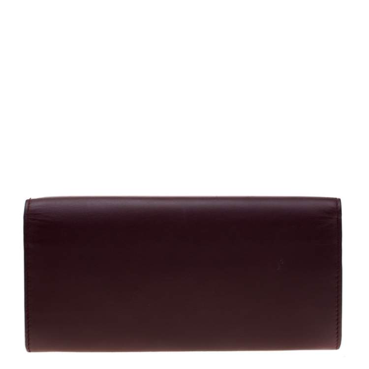 Pre Owned Tod's Bordeaux Leather Fox Detail Continental Wallet