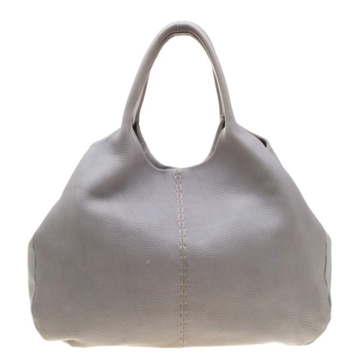 Pre Owned Tod's Grey Pebbled Leather Hobo
