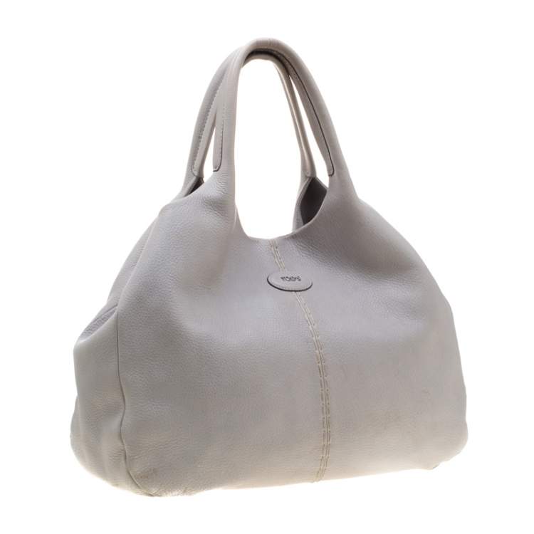 Pre Owned Tod's Grey Pebbled Leather Hobo