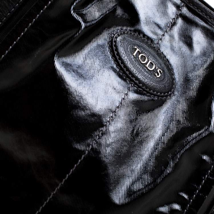 Pre Owned Tod's Black Glazed Coated Canvas G-Line Easy Sacca Tote