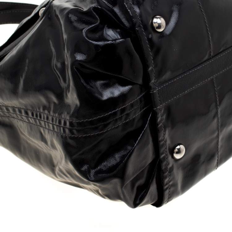 Pre Owned Tod's Black Glazed Coated Canvas G-Line Easy Sacca Tote