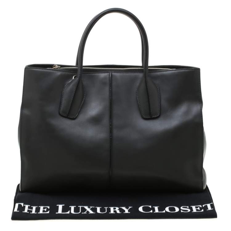 Pre Owned Tod's Dark Grey Leather D-Styling Shopper Tote 
