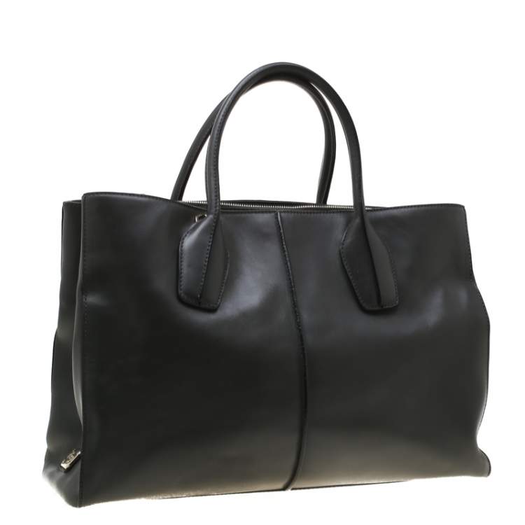 Pre Owned Tod's Dark Grey Leather D-Styling Shopper Tote 