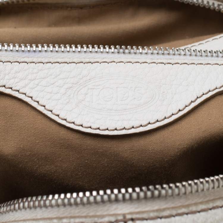 Pre Owned Tod's White Leather Charlotte Hobo
