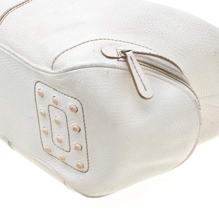 Pre Owned Tod's White Leather Charlotte Hobo