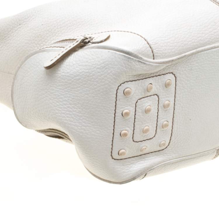 Pre Owned Tod's White Leather Charlotte Hobo