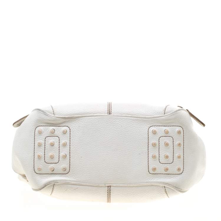 Pre Owned Tod's White Leather Charlotte Hobo