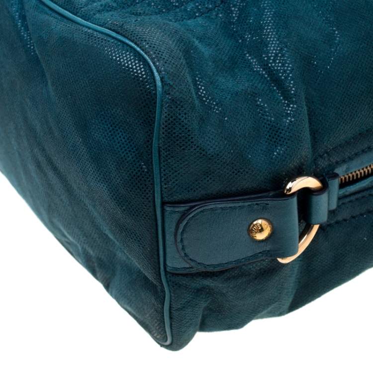 Pre Owned Tod's Green Shimmering Suede Pashmy Hobo