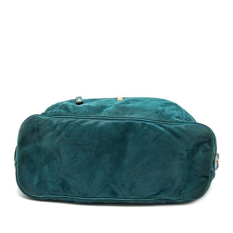 Pre Owned Tod's Green Shimmering Suede Pashmy Hobo