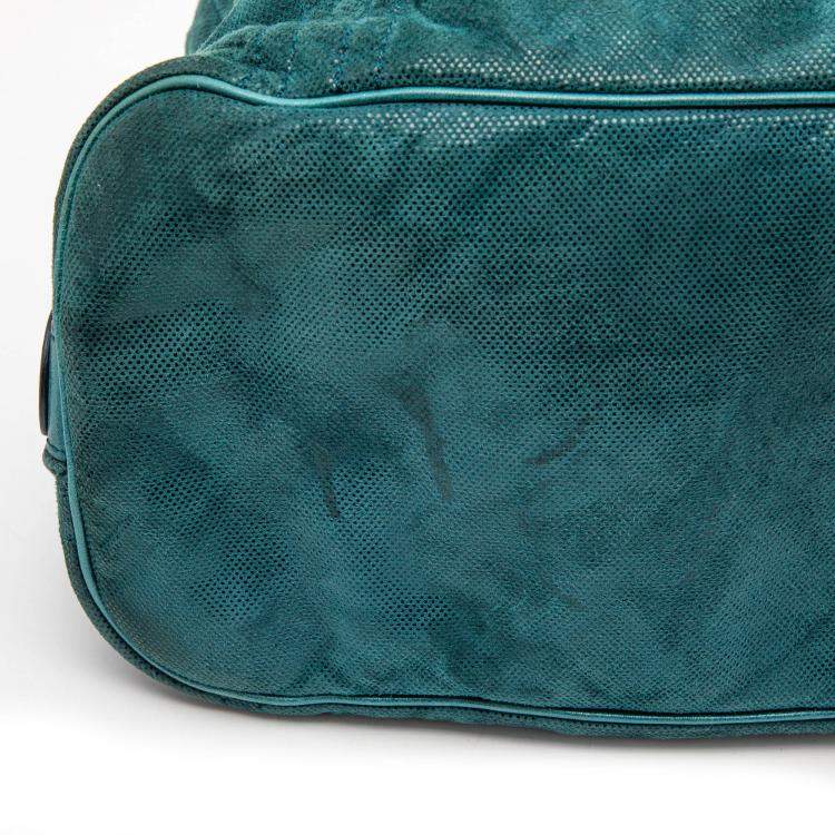 Pre Owned Tod's Green Shimmering Suede Pashmy Hobo