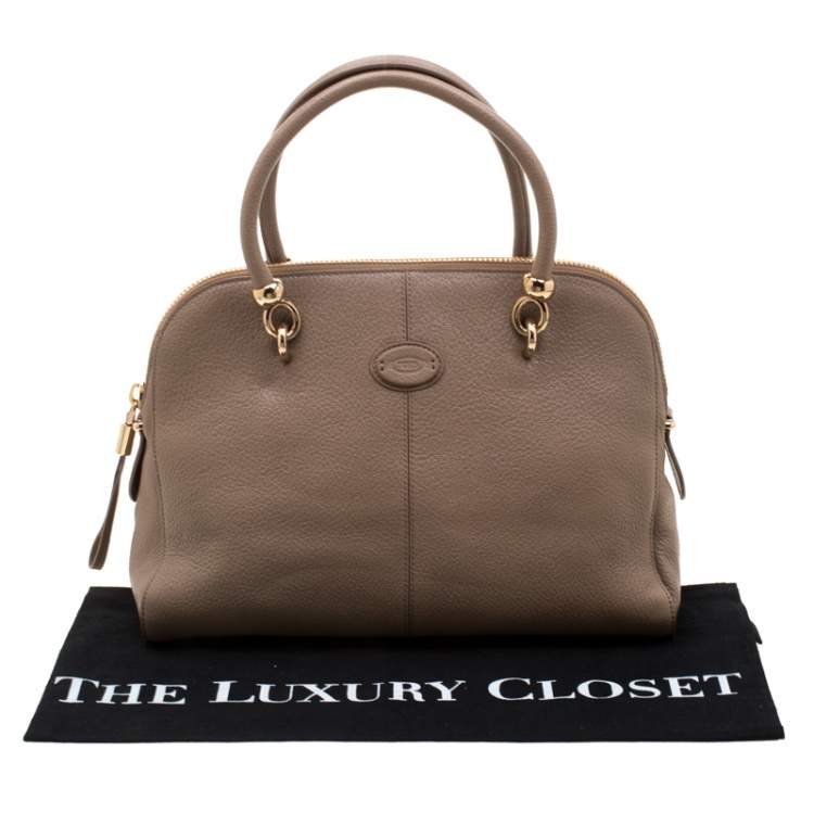 Pre Owned Tod's Dark Beige Leather Satchel 