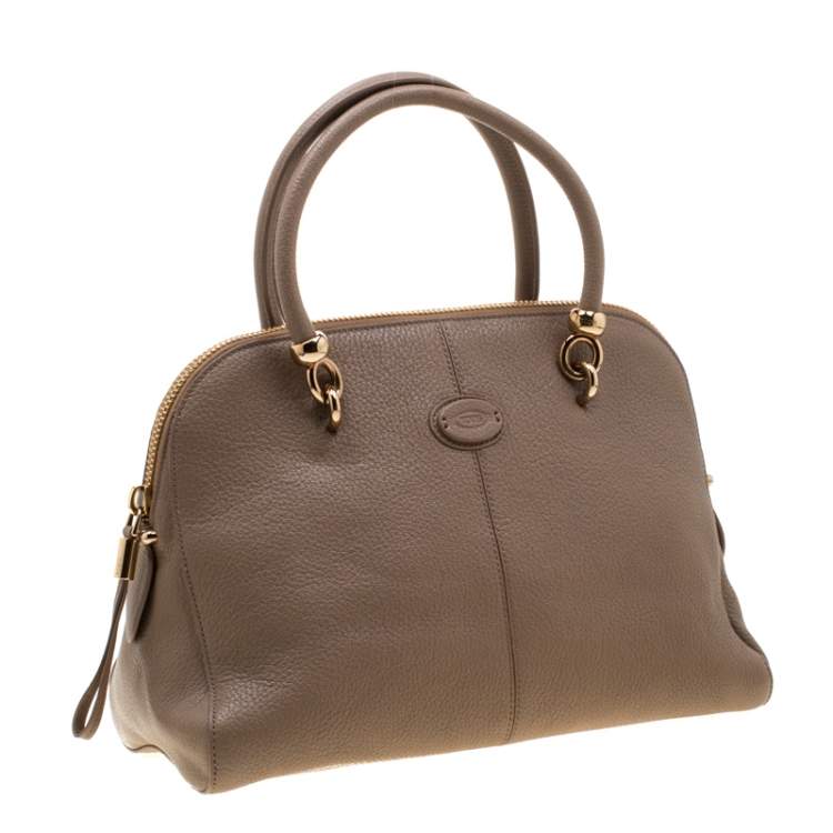 Pre Owned Tod's Dark Beige Leather Satchel 
