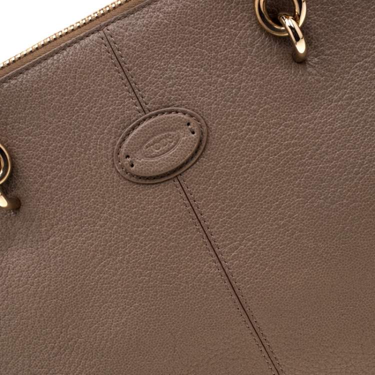 Pre Owned Tod's Dark Beige Leather Satchel 