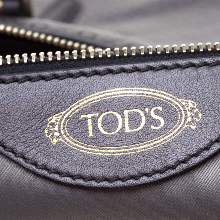Pre Owned Tod's Grey Signature Embossed Leather Satchel 