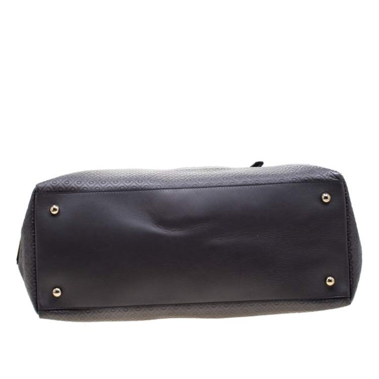Pre Owned Tod's Grey Signature Embossed Leather Satchel 