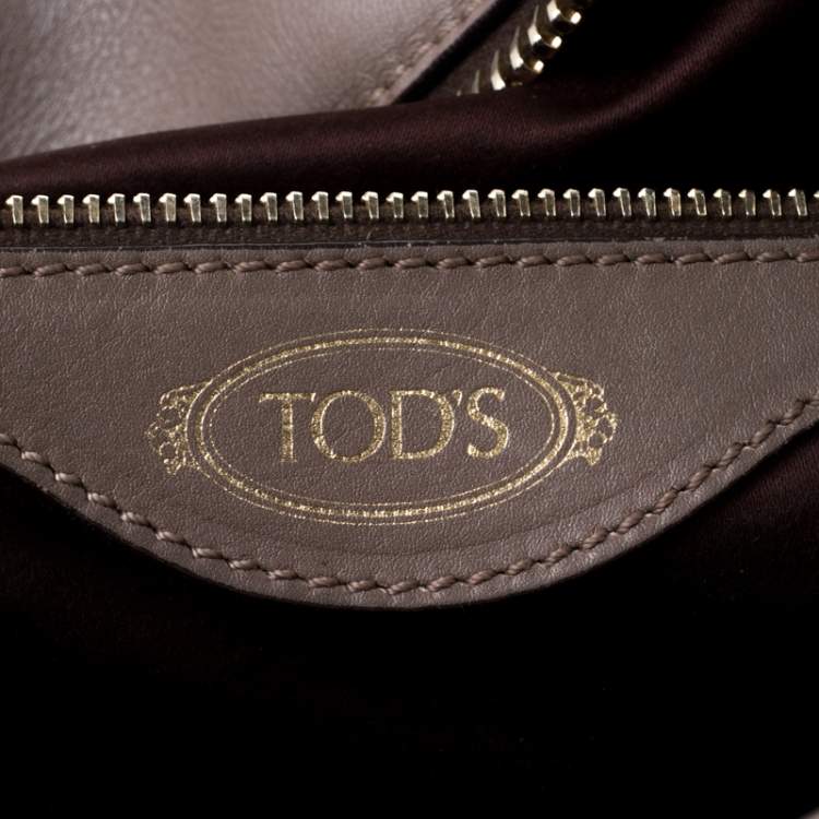 Pre Owned Tod's Taupe/Burgundy Leather D-Styling Medium Tote