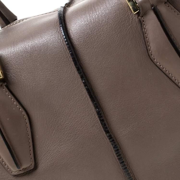 Pre Owned Tod's Taupe/Burgundy Leather D-Styling Medium Tote