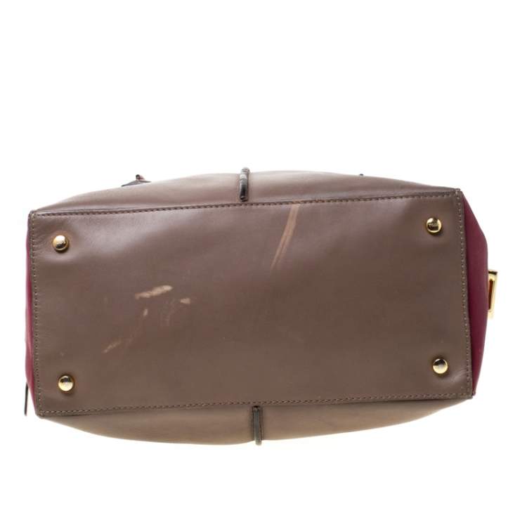 Pre Owned Tod's Taupe/Burgundy Leather D-Styling Medium Tote