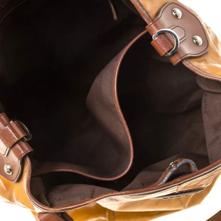 Pre Owned Tod's Mustard Glazed Coated Canvas and Leather G-Line Easy Sacca Tote