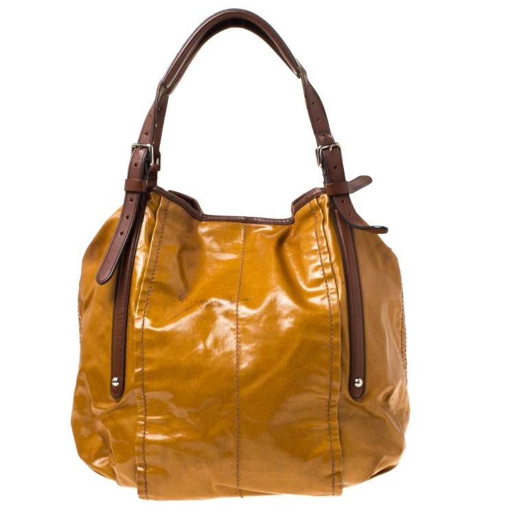 Pre Owned Tod's Mustard Glazed Coated Canvas and Leather G-Line Easy Sacca Tote