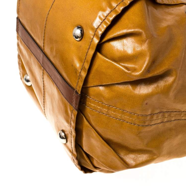 Pre Owned Tod's Mustard Glazed Coated Canvas and Leather G-Line Easy Sacca Tote