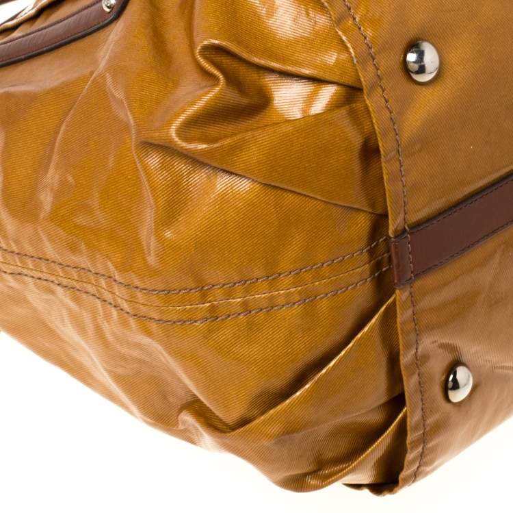 Pre Owned Tod's Mustard Glazed Coated Canvas and Leather G-Line Easy Sacca Tote
