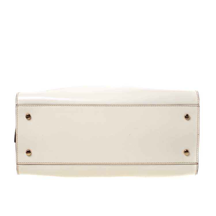 Pre Owned Tod's Light Beige/Burgundy Leather D-Cube Tote