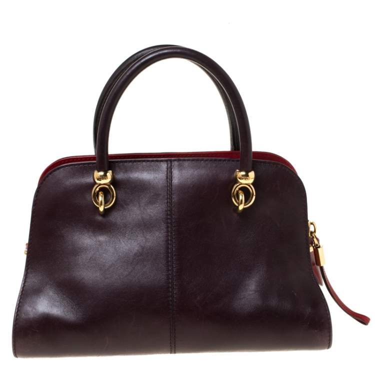 Pre Owned Tods Dark Brown Leather Sella Satchel 