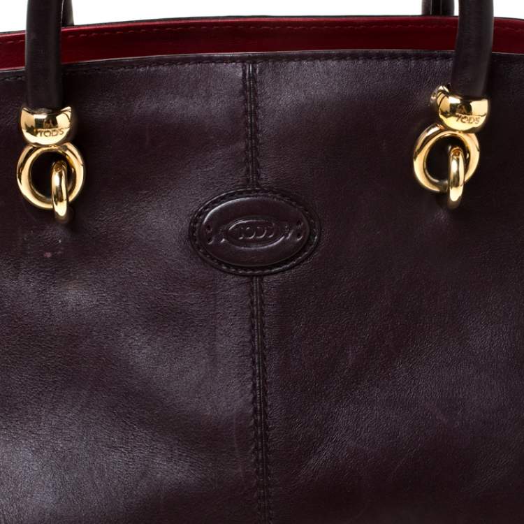 Pre Owned Tods Dark Brown Leather Sella Satchel 