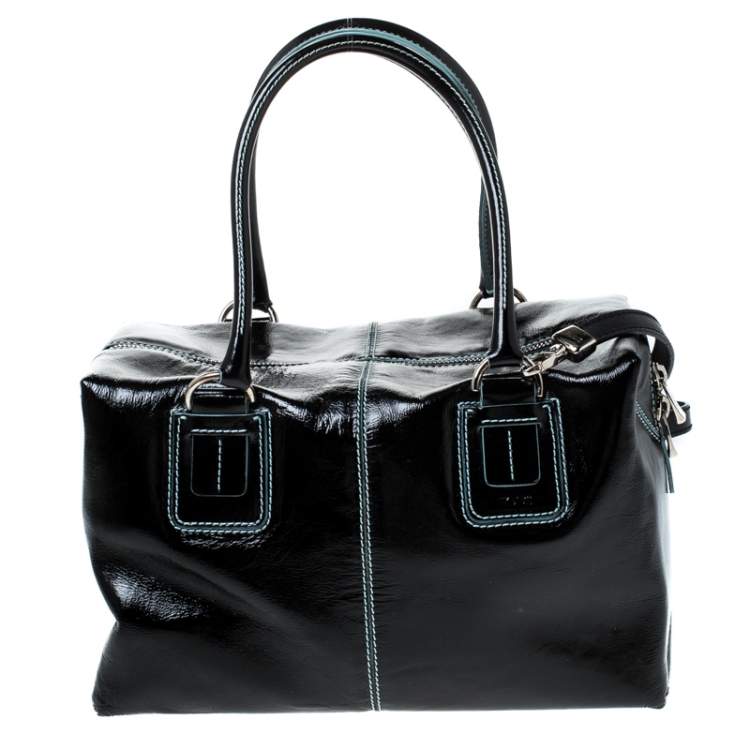 Pre Owned Tod's Black Patent Leather Box Satchel