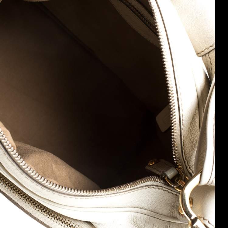 Pre Owned  Tod's Cream Leather Zipped Pockets Satchel
