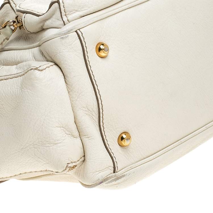 Pre Owned  Tod's Cream Leather Zipped Pockets Satchel