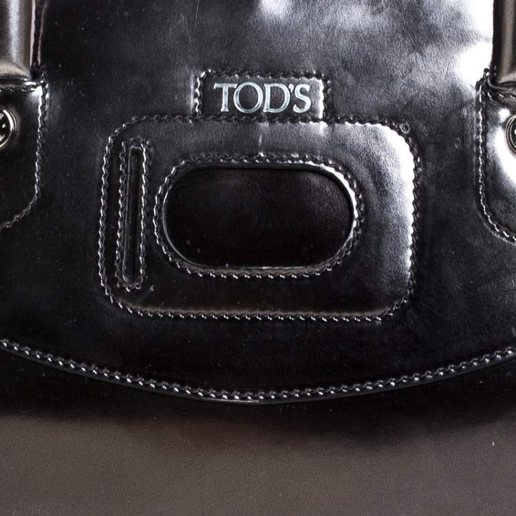 Pre Owned Tod's Metallic Silver Patent Leather Satchel 