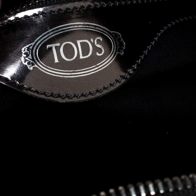 Pre Owned Tod's Metallic Silver Patent Leather Satchel 
