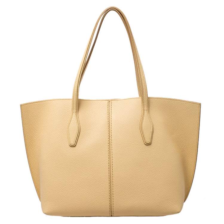 Pre Owned Tod's Yellow Leather Medium Joy Shopper Tote
