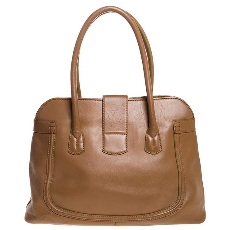 Pre Owned Tod's Tan Leather Buckle Satchel