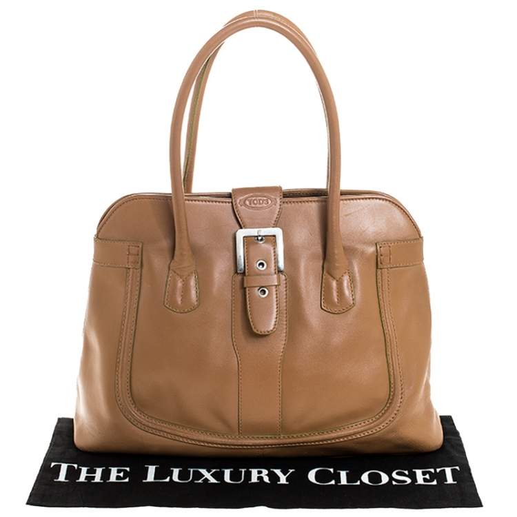 Pre Owned Tod's Tan Leather Buckle Satchel