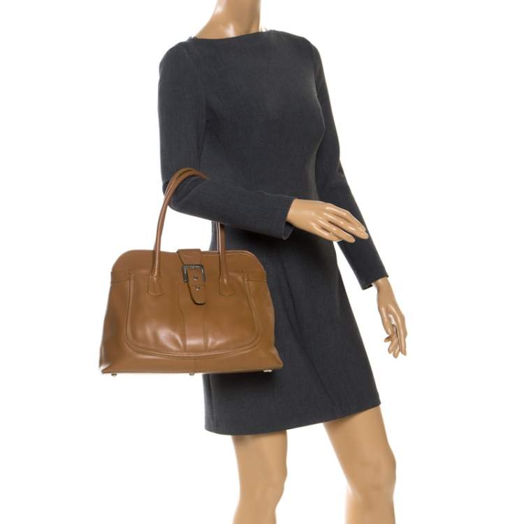 Pre Owned Tod's Tan Leather Buckle Satchel