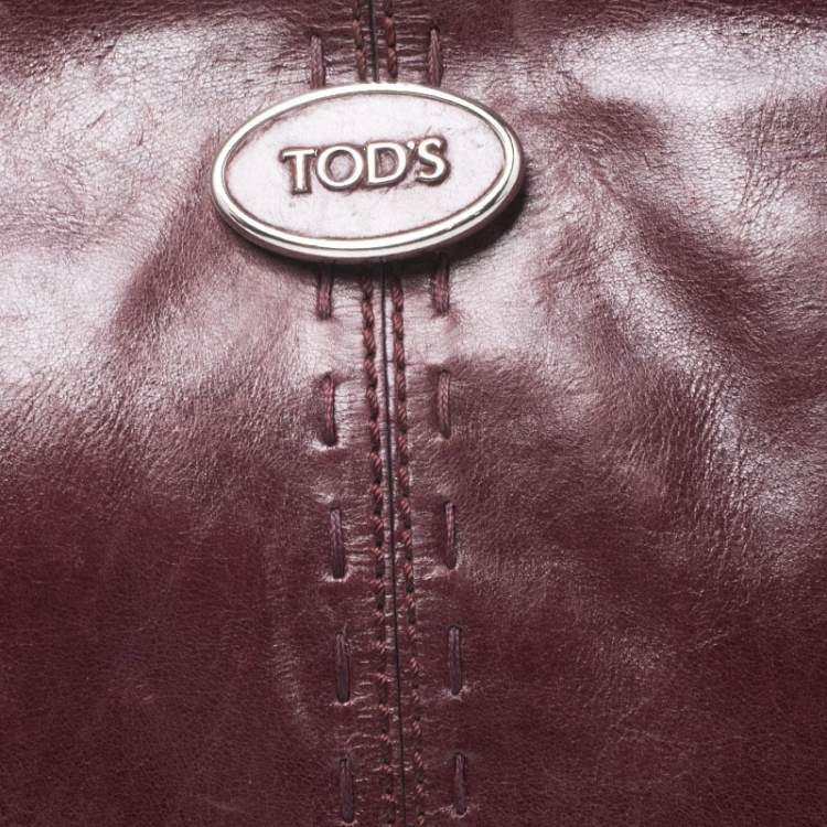 Pre Owned Tod's Maroon Leather Fan Knot Clutch