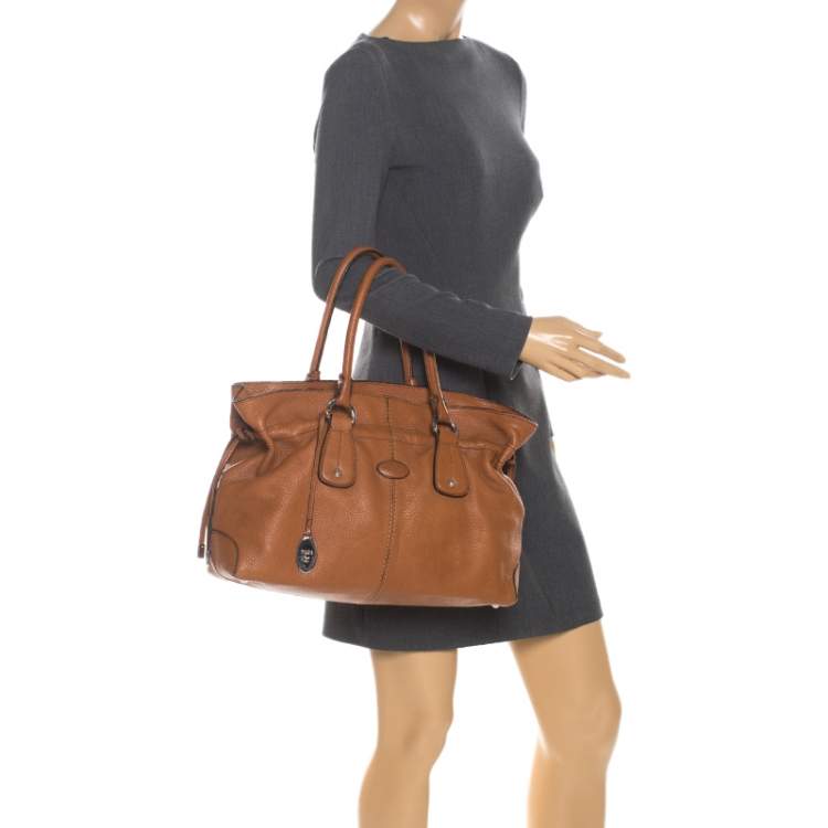 Pre Owned Tod's Brown Leather Restyling D Bag Media Tote
