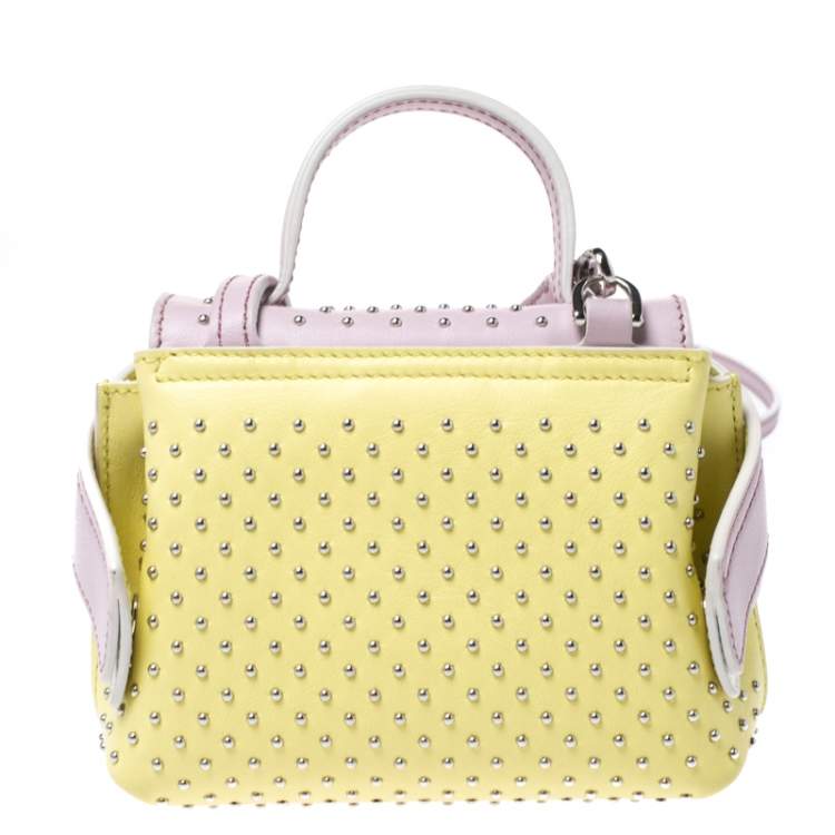 Pre Owned Tod's Tricolor Leather Mini Studded Wave Crossbody Bag