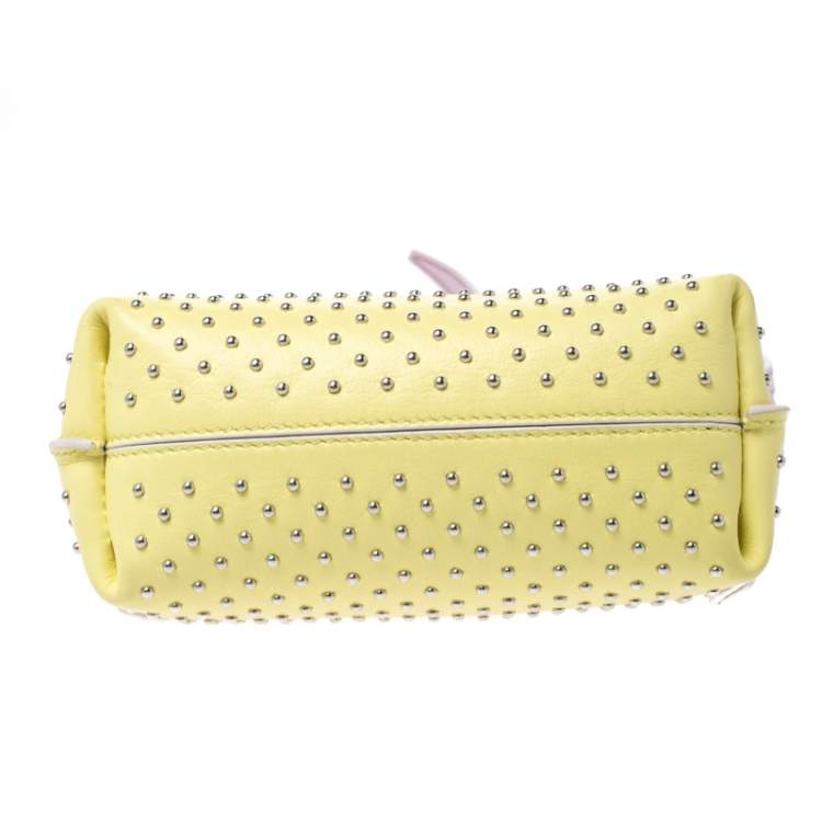 Pre Owned Tod's Tricolor Leather Mini Studded Wave Crossbody Bag
