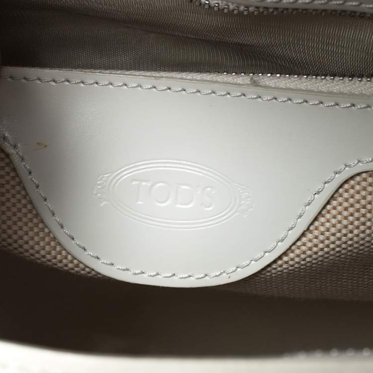 Pre Owned Tod's Off-White Patent Leather D-Bag Tote